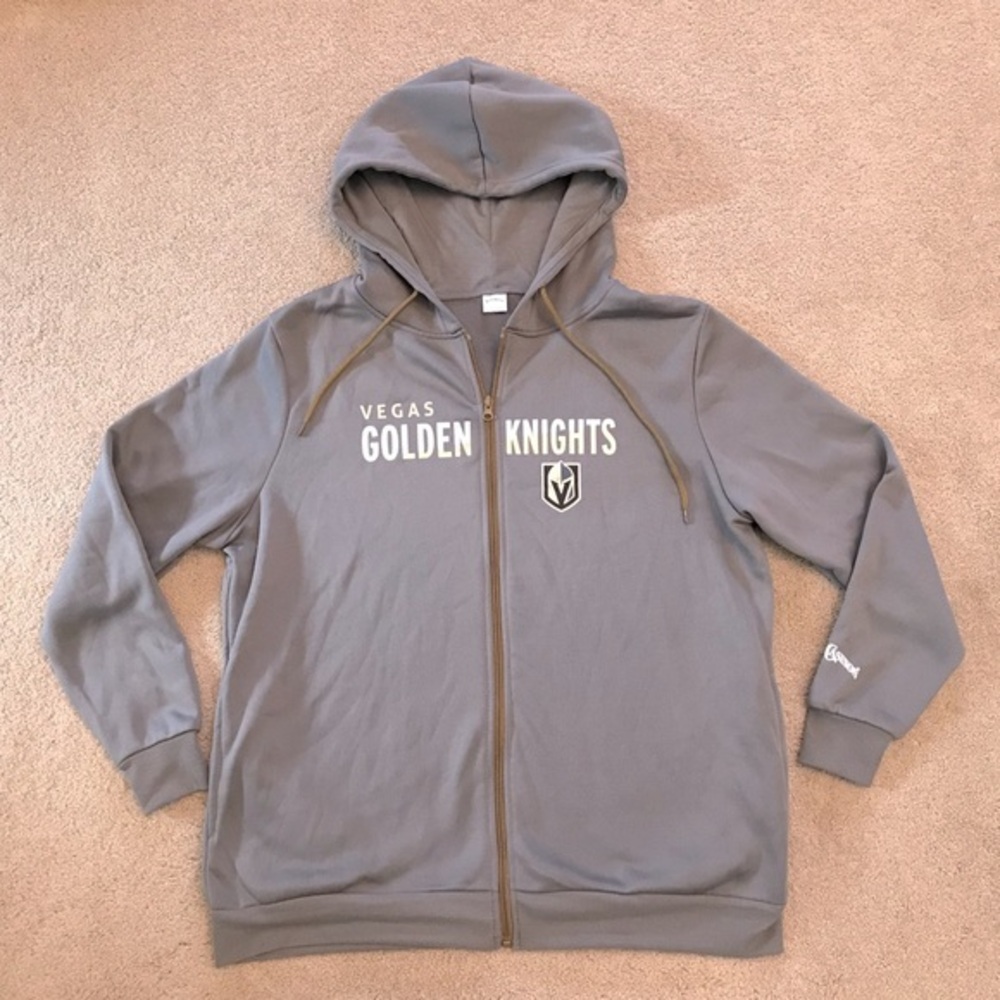 Las Vegas Golden Knights Hockey Fleece Hoodie Jacket Size L Grey Zip Up VGK